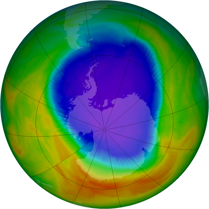 Antarctic ozone map for 15 October 2000